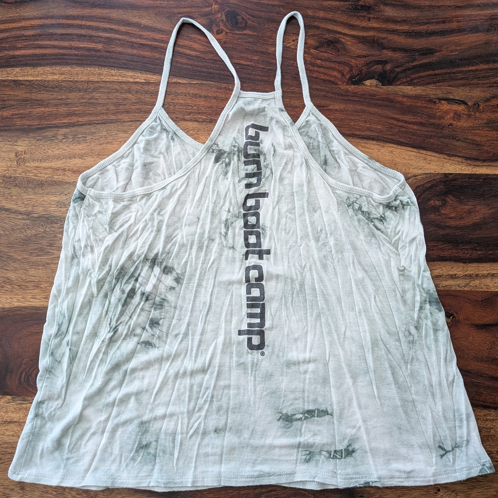 Burn Boot Camp Green and White Tie Dye Tank, Size L